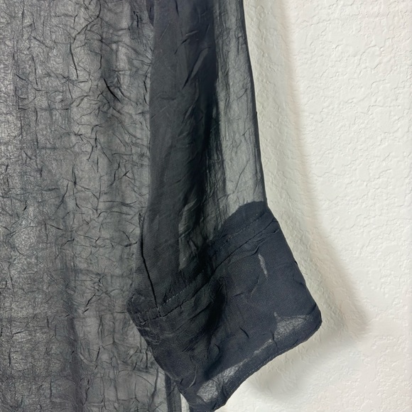 MADEWELL BLACK SHEER SEE THROUGH BLACK WOMEN BUTTON BLOUSE NO SIZE - Picture 5 of 7